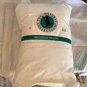 Never Used Vintage Breakfast Pillow with 2 inch pleated cover-original cover.